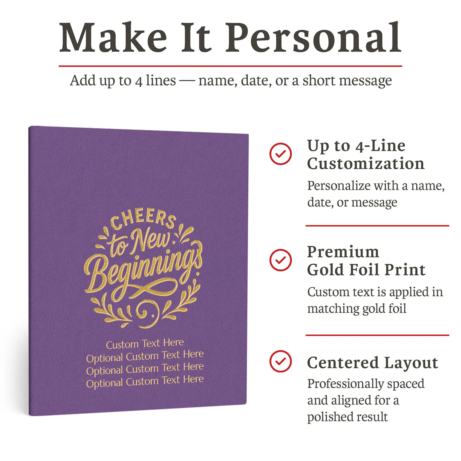 Personalized Multipurpose Guest Book - Cheers to New Beginnings (PURPLE)